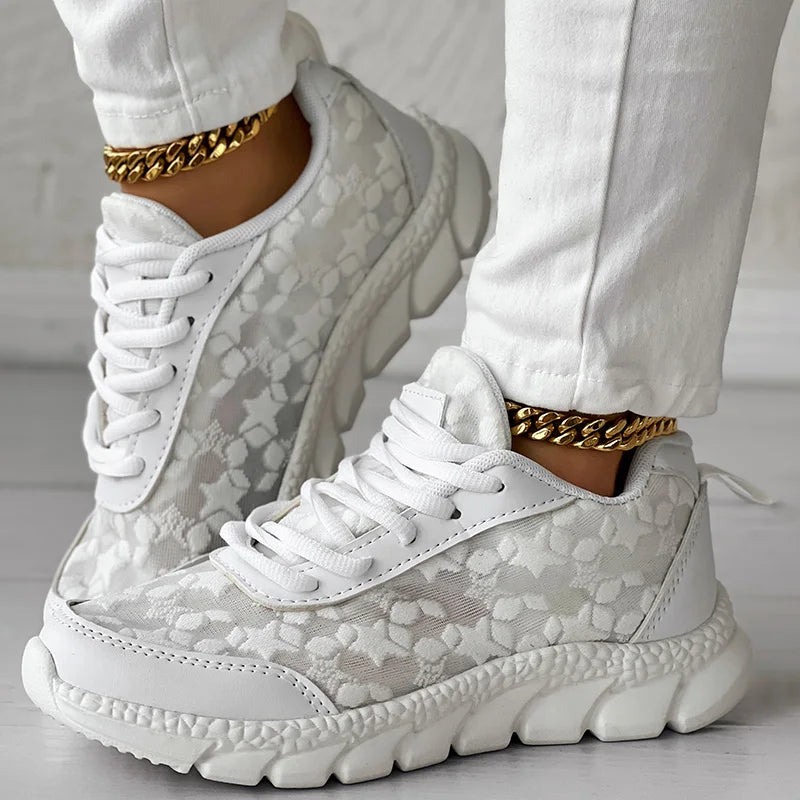 Sofia – Weiße Damen-Schnürschuhe