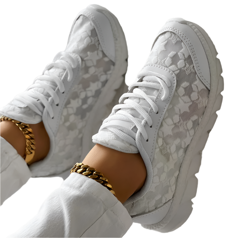 Sofia – Weiße Damen-Schnürschuhe