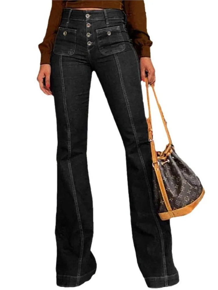 Yvonne – Vintage-Slim Damen-Schlaghose aus Denim