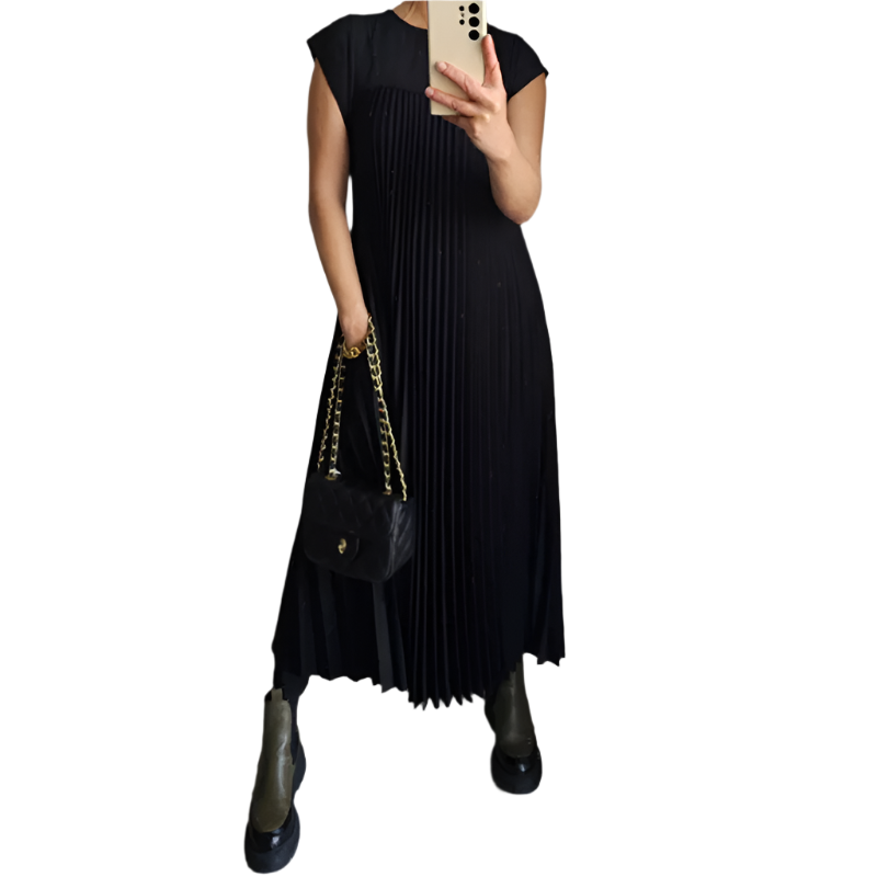 Elena – Elegantes ärmelloses Falten Damen Kleid