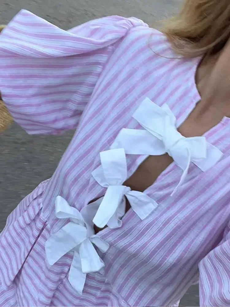 Lucia – Elegantes Lace-Up Sommer Shirt Set für Frauen