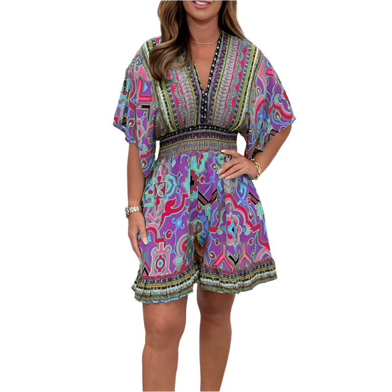 Alessia – Ethno-Chic Damen Jumpsuit mit V-Ausschnitt