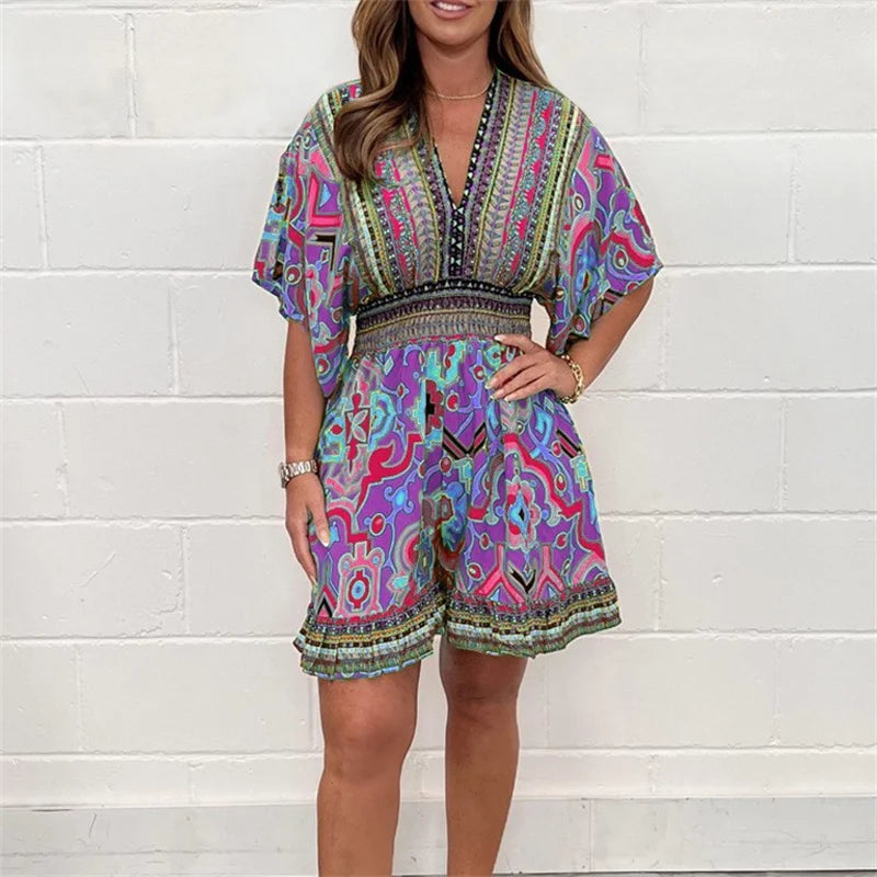 Alessia – Ethno-Chic Damen Jumpsuit mit V-Ausschnitt