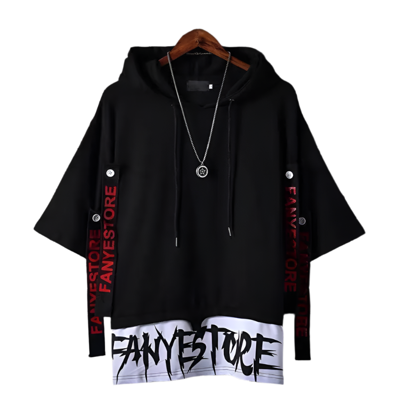 Marco – Black Y2K Herren Techwear T-Shirt mit Loch-Design