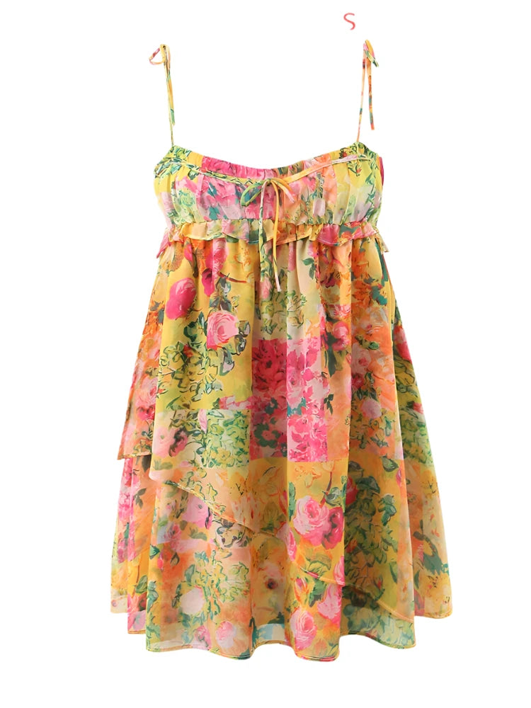 Sofia – Süßes Blumendesign Rückenfreies Minikleid für Damen