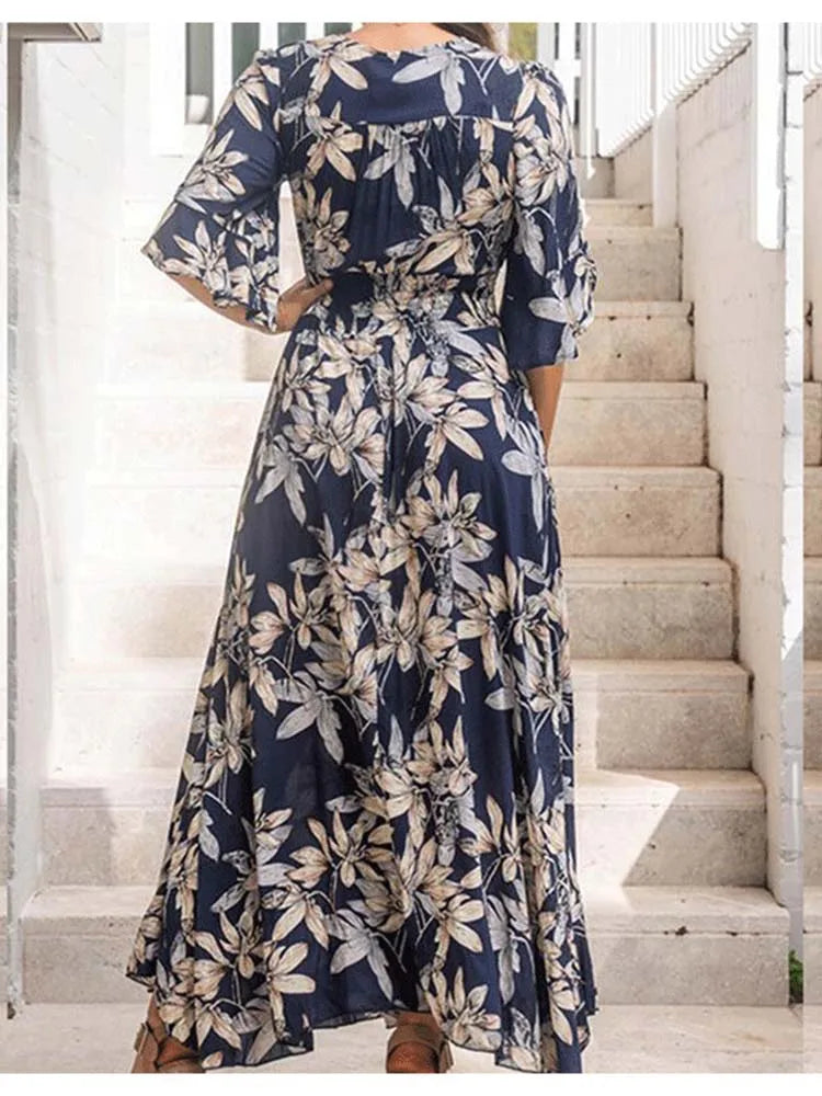 Isabella – Florale Eleganz Damen Maxi Sommerkleid