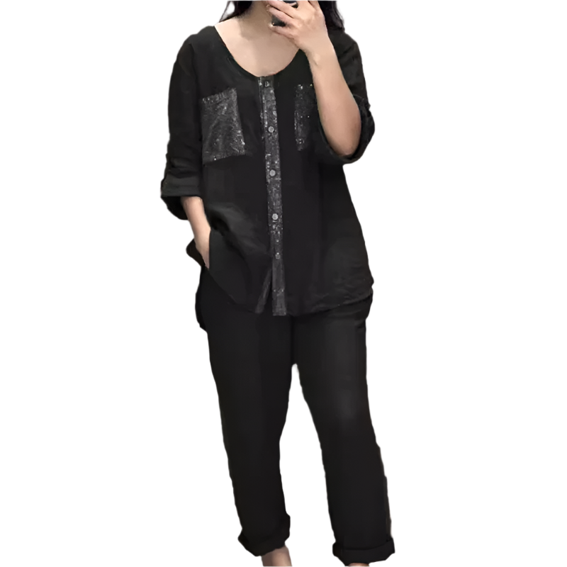 Clara – Funkelndes Frühjahrs-Patchwork-Pailletten-Set für Damen