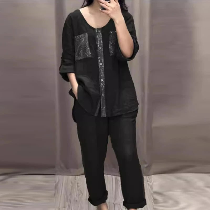 Clara – Funkelndes Frühjahrs-Patchwork-Pailletten-Set für Damen