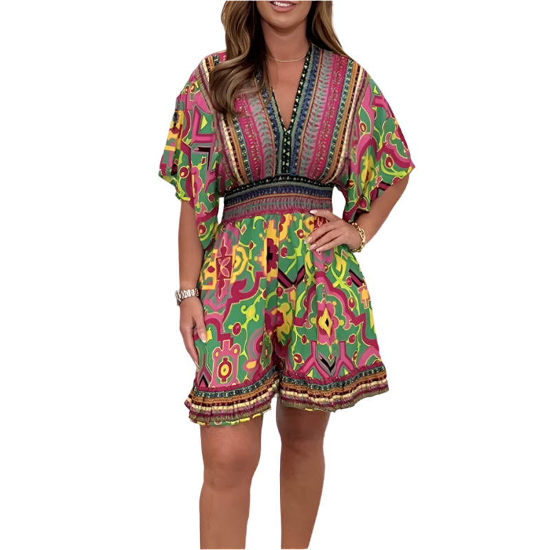 Alessia – Ethno-Chic Damen Jumpsuit mit V-Ausschnitt