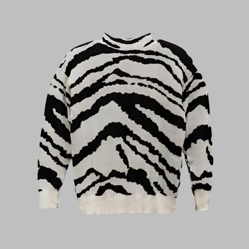 Camila – Stylischer Zebra-Print Damen Strickpullover