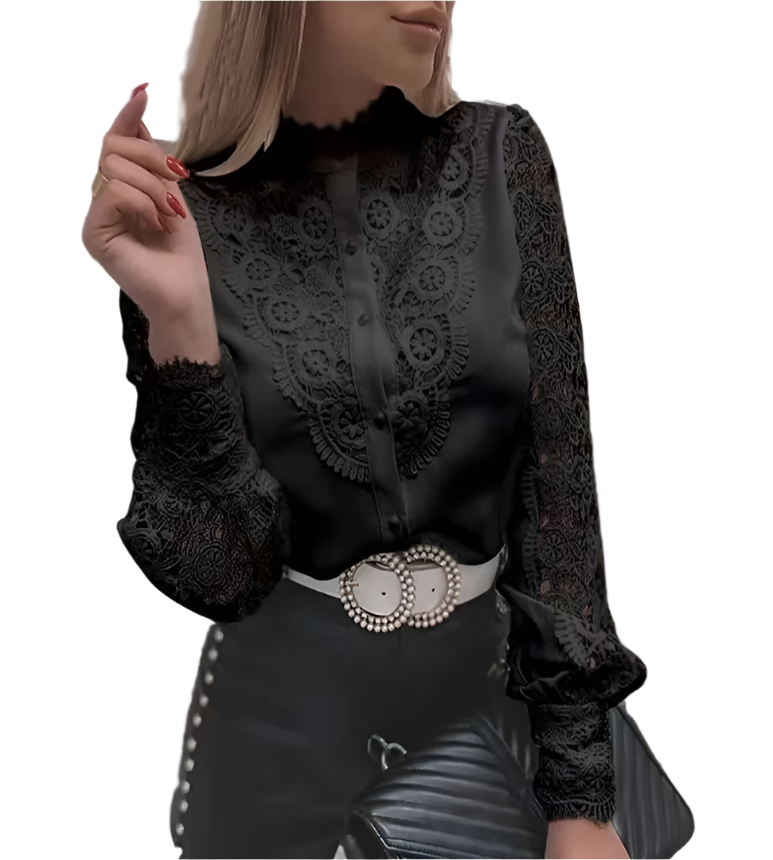 Lucia – Retro-Spitzen Damen Langarmshirt