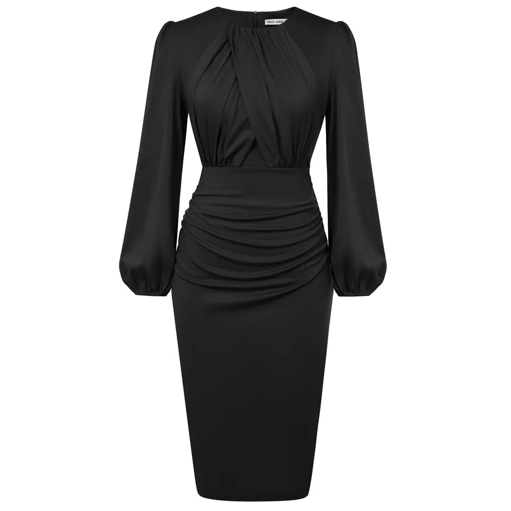 Alena – Elegantes Kontrast-Bodycon-Midikleid für Damen