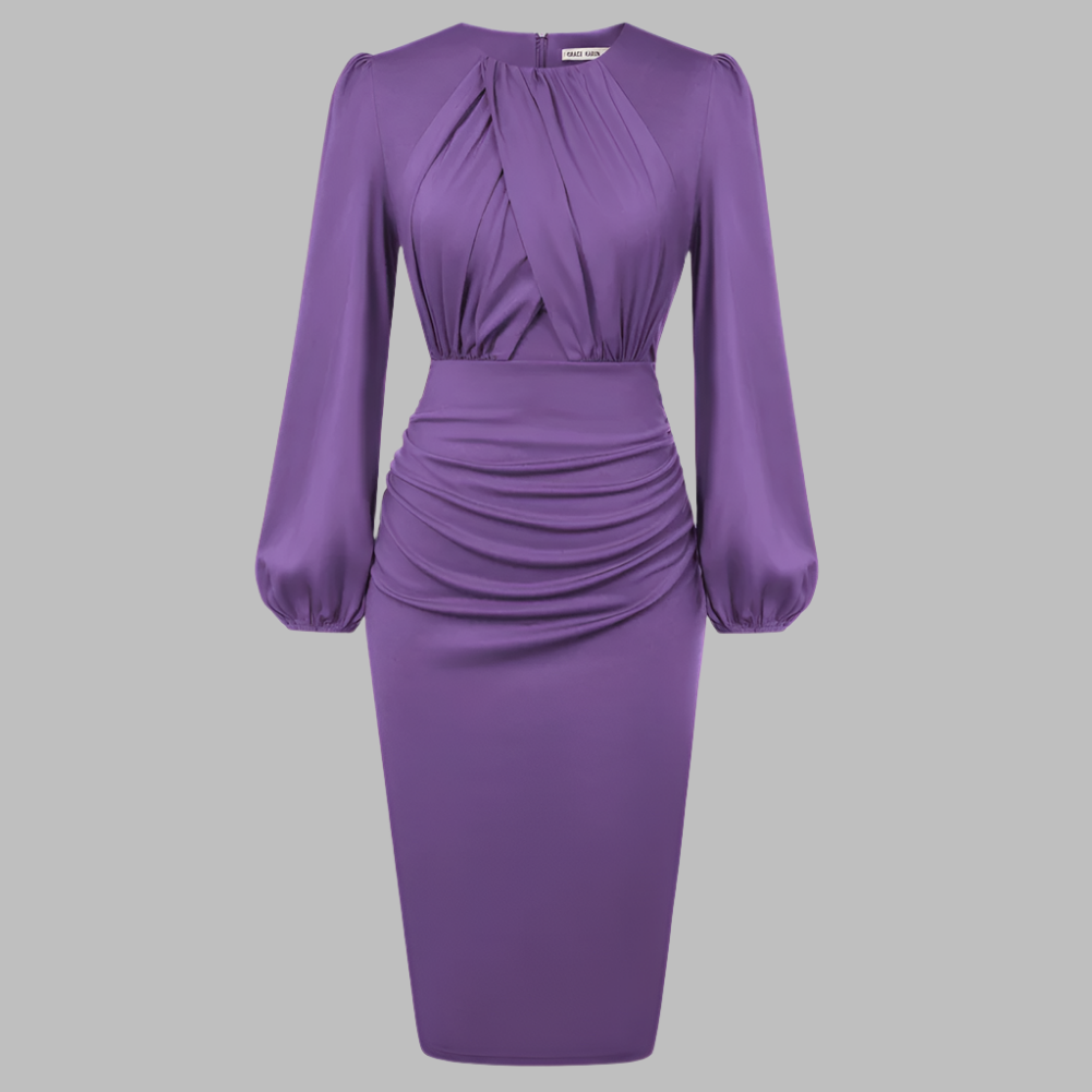 Alena – Elegantes Kontrast-Bodycon-Midikleid für Damen