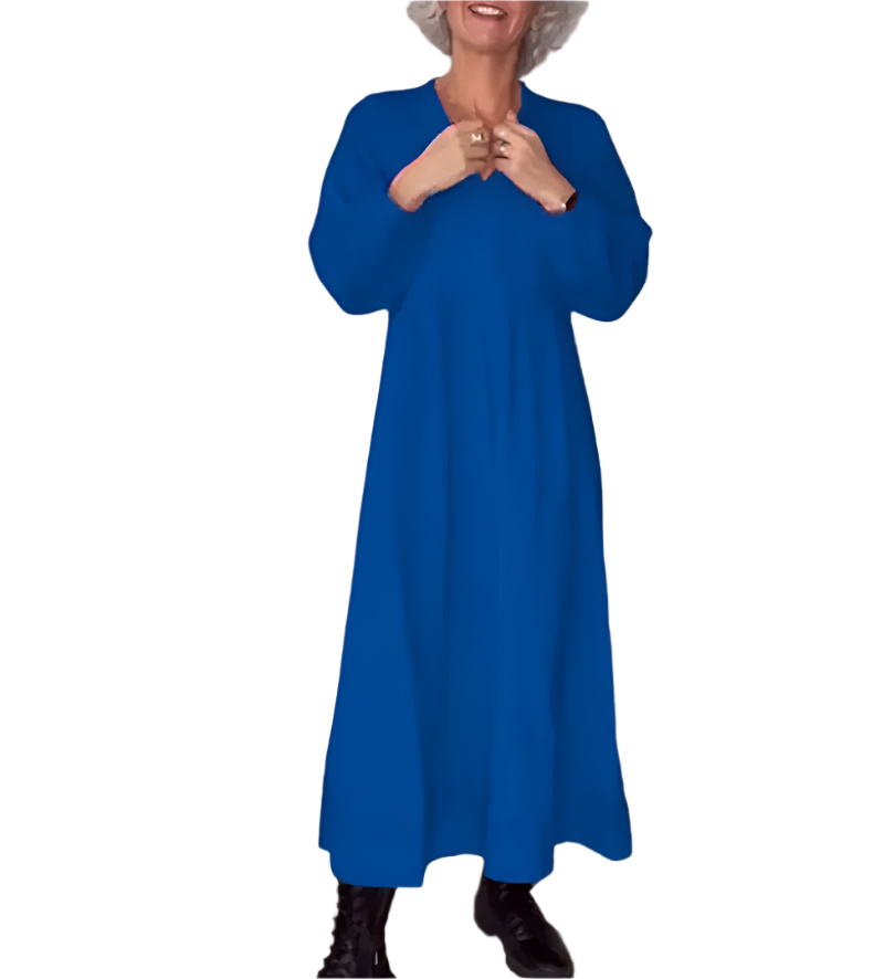 Mara – Schwarzes Oversize-Kleid für Damen mit V-Ausschnitt und Taschen