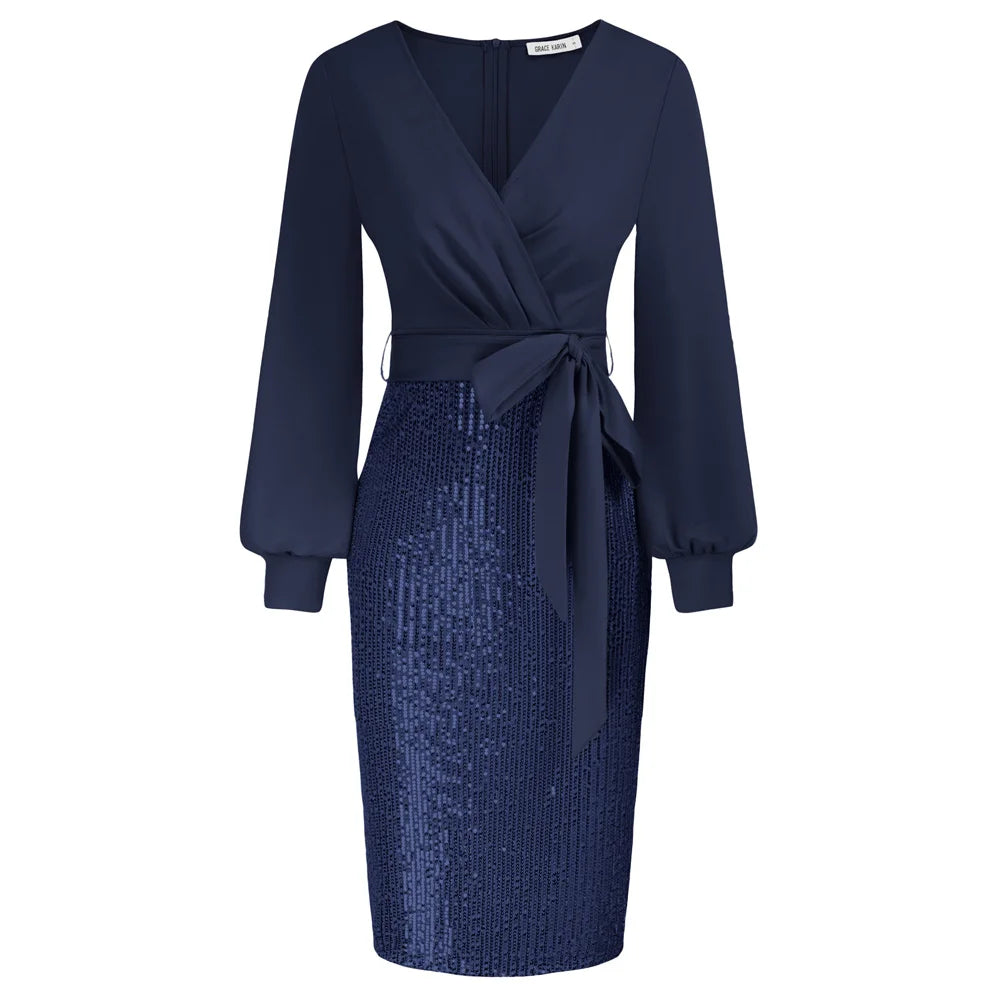 Vienne – Ruched Paillettenkleid für Damen