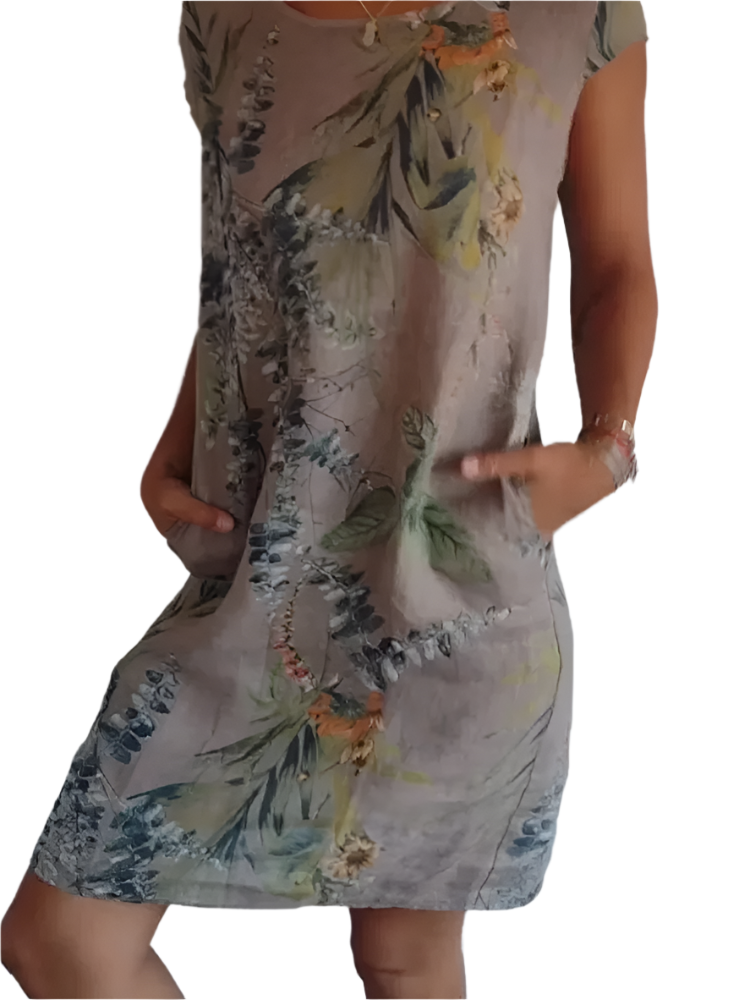 Mila – Sommerkleid mit Vintage-Print und Taschen für Damen