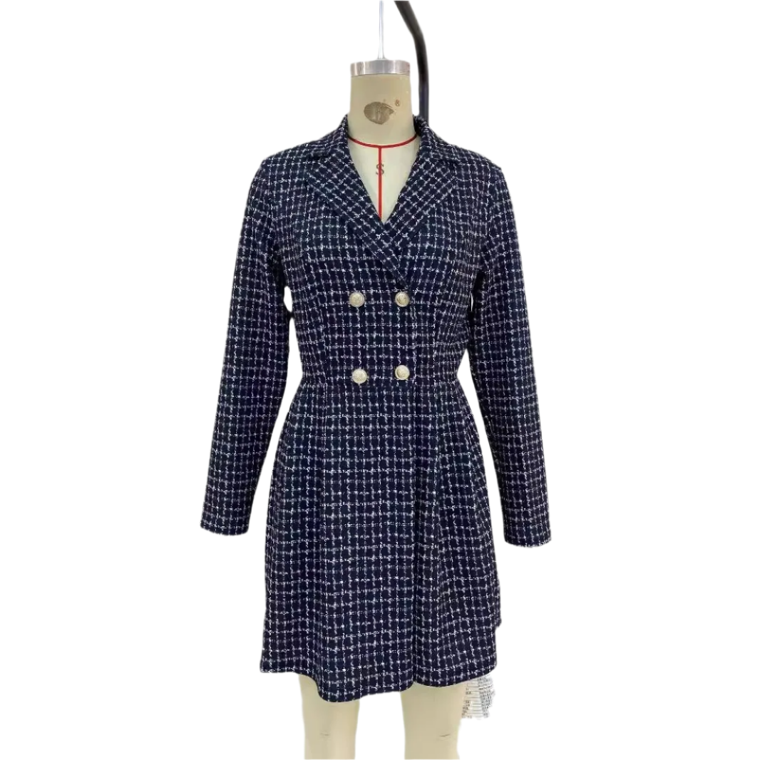 Amira – Elegantes Houndstooth Blazer Kleid für Damen