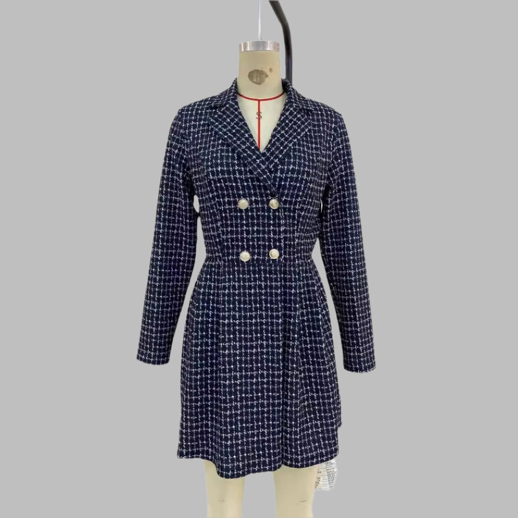 Amira – Elegantes Houndstooth Blazer Kleid für Damen