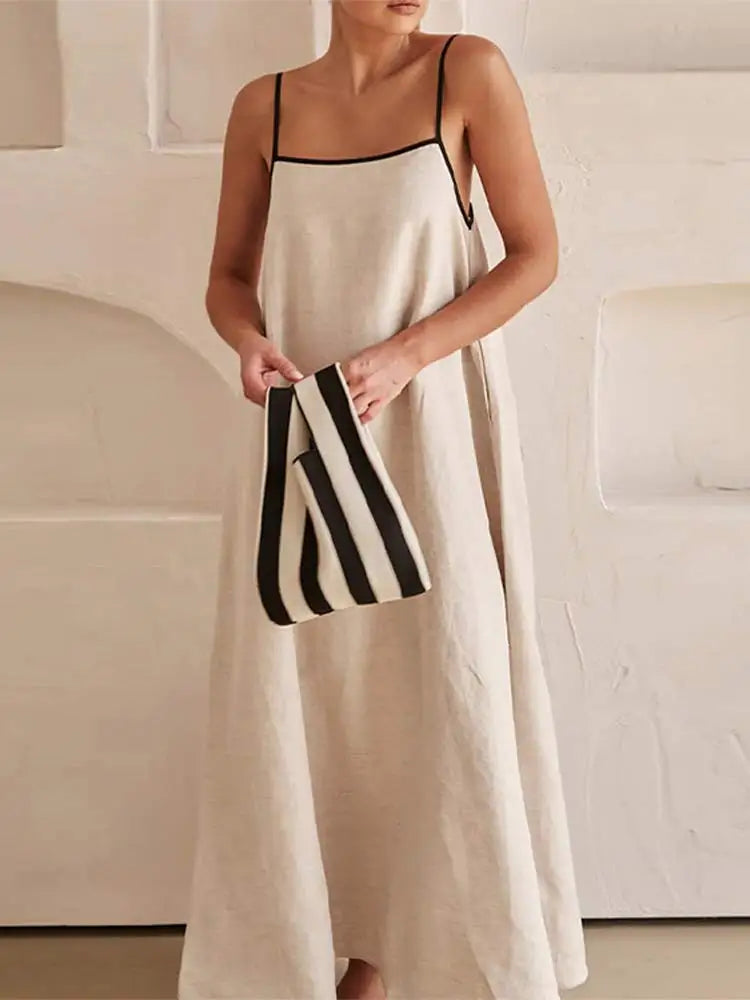 Lucia – Kontrastfarbiges Halter Swing-Kleid für Damen