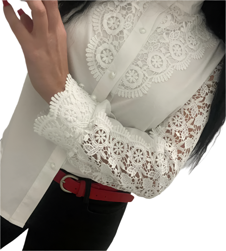 Lucia – Retro-Spitzen Damen Langarmshirt