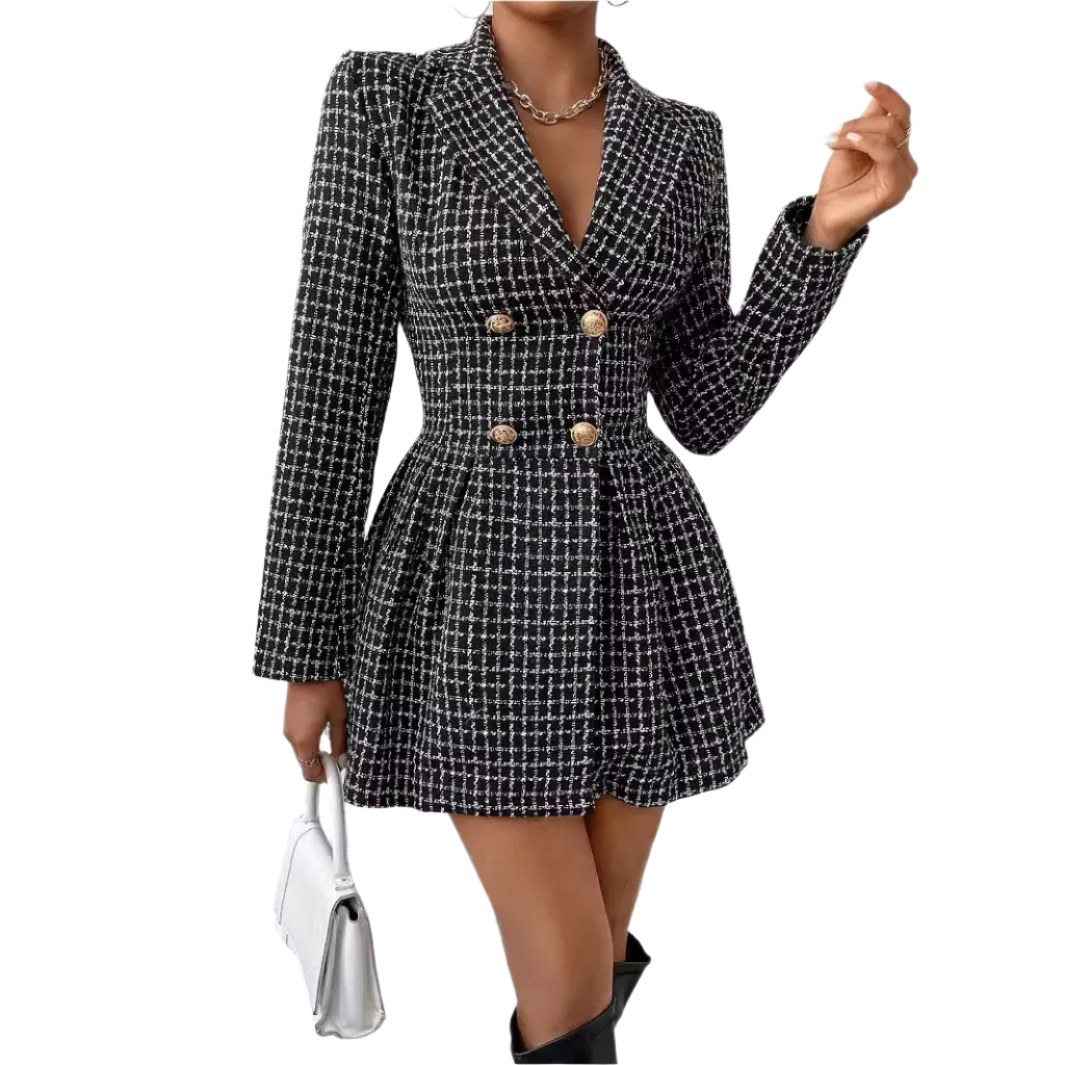 Amira – Elegantes Houndstooth Blazer Kleid für Damen