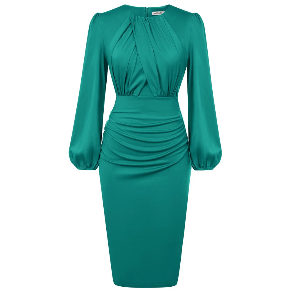 Alena – Elegantes Kontrast-Bodycon-Midikleid für Damen