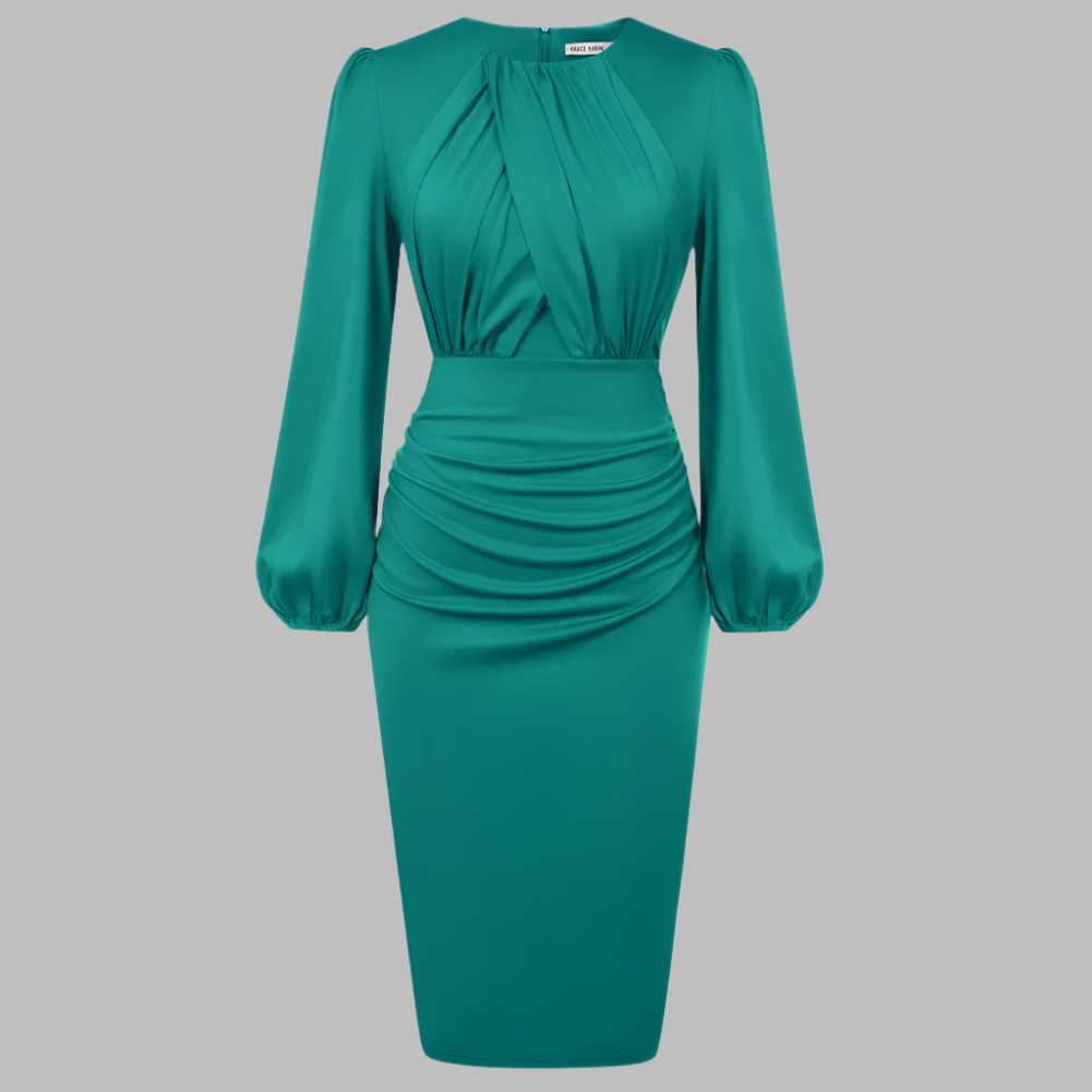 Alena – Elegantes Kontrast-Bodycon-Midikleid für Damen