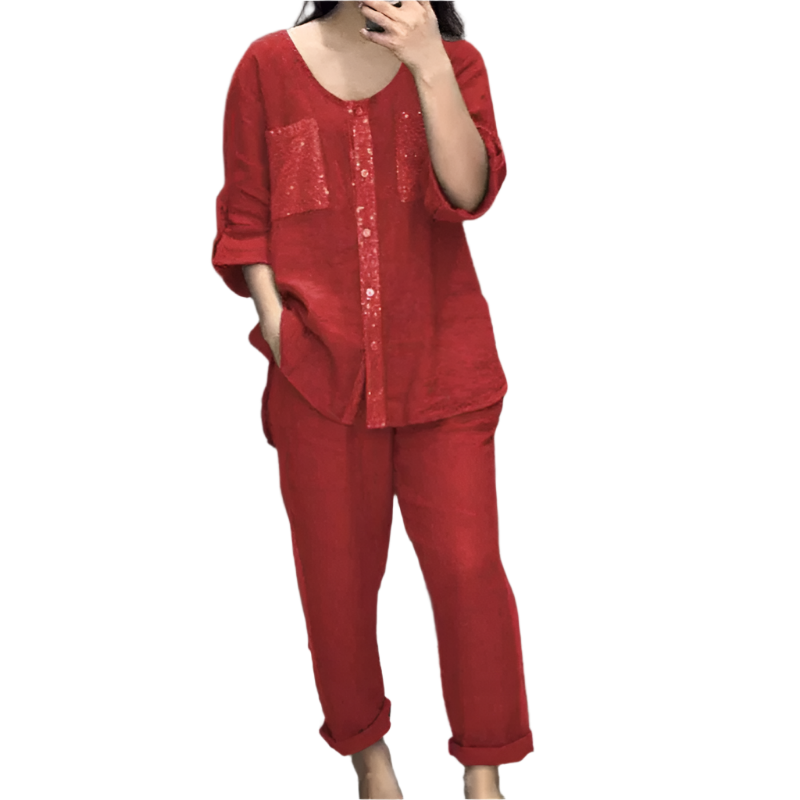 Clara – Funkelndes Frühjahrs-Patchwork-Pailletten-Set für Damen