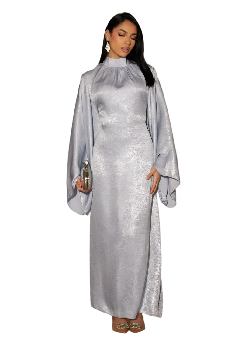 Layla – Elegante Satin-Abaya mit Pagodärmeln für Damen