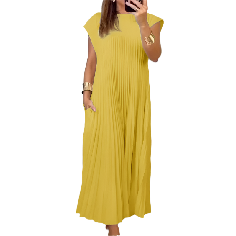 Elena – Elegantes ärmelloses Falten Damen Kleid