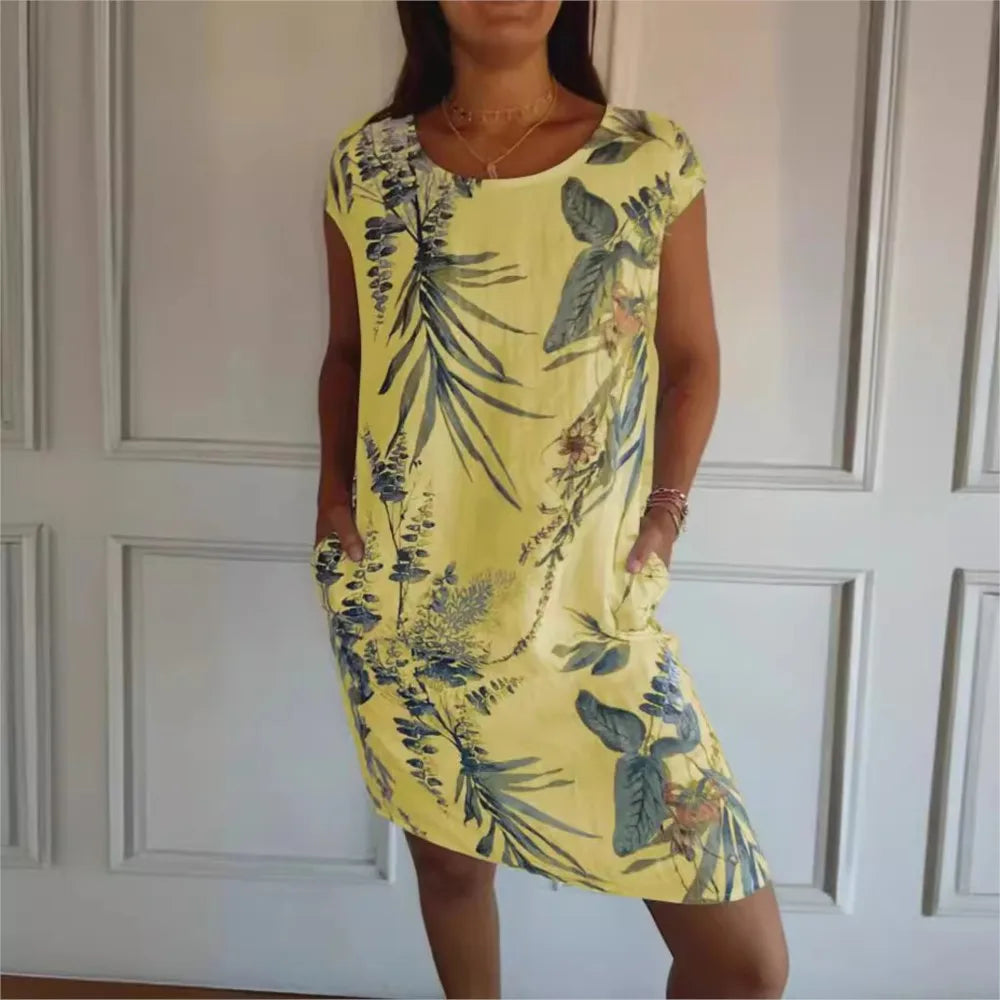 Mila – Sommerkleid mit Vintage-Print und Taschen für Damen