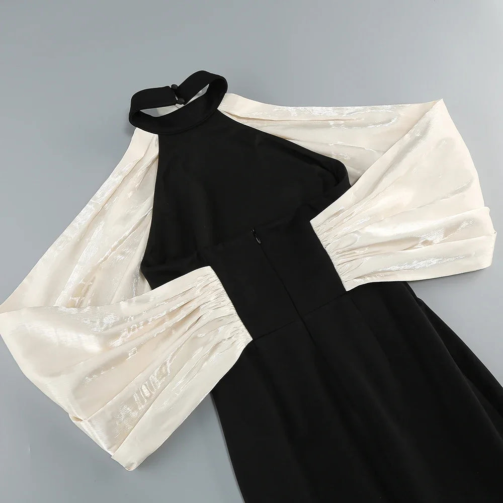 Léonie – Schulterfreies Midikleid für Damen mit Farbblock-Design