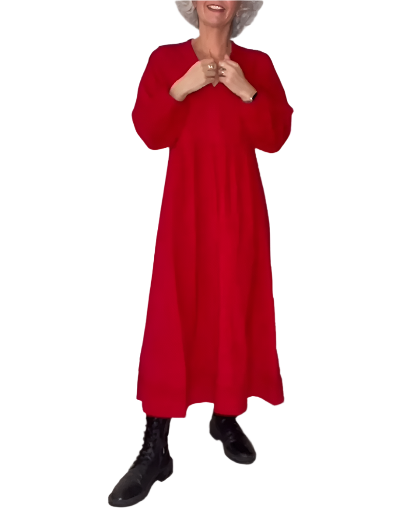 Mara – Schwarzes Oversize-Kleid für Damen mit V-Ausschnitt und Taschen