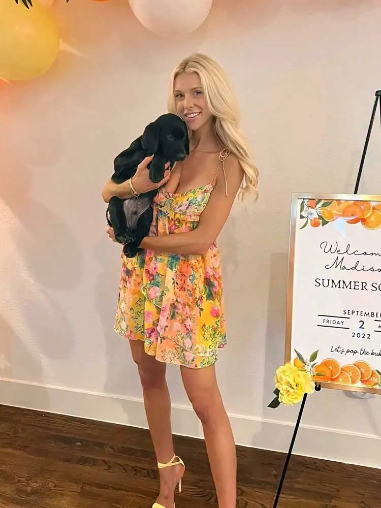 Sofia – Süßes Blumendesign Rückenfreies Minikleid für Damen