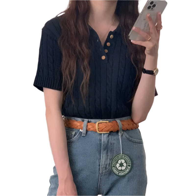 Ava – Kurzarm-Stricktop für Damen