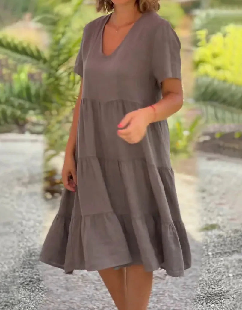 Sofia – Müheloses Baumwoll-Leinen Damen Sommerkleid