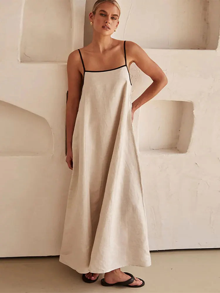 Lucia – Kontrastfarbiges Halter Swing-Kleid für Damen