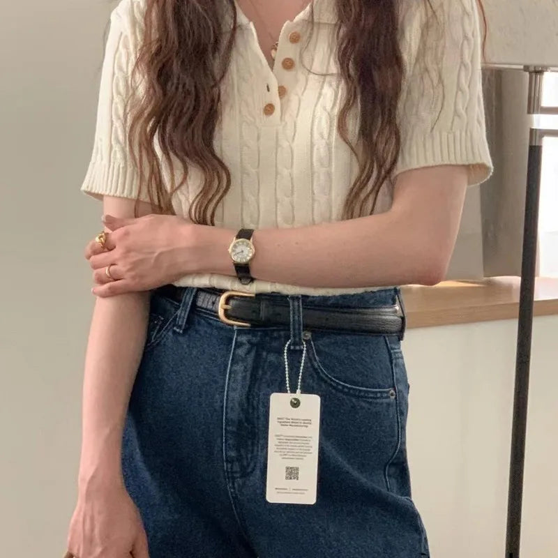 Ava – Kurzarm-Stricktop für Damen