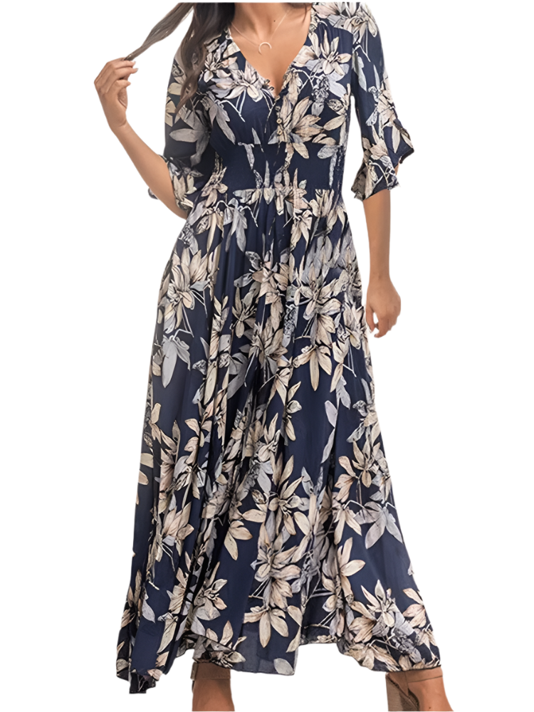 Isabella – Florale Eleganz Damen Maxi Sommerkleid