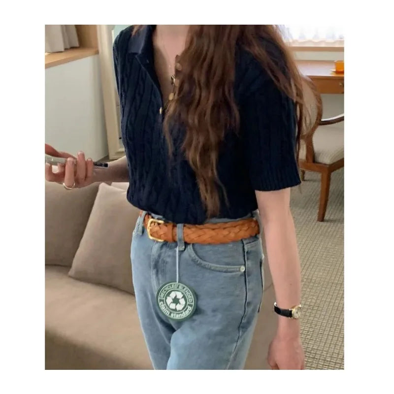 Ava – Kurzarm-Stricktop für Damen