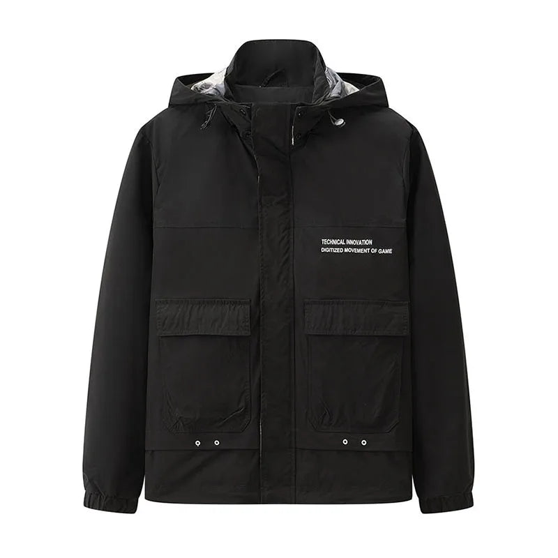 Dominique – Stylische Herrenjacke für Herbst & Frühling mit Abnehmbarem Kapuzen