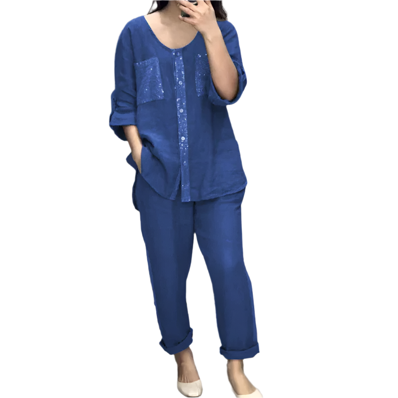 Clara – Funkelndes Frühjahrs-Patchwork-Pailletten-Set für Damen