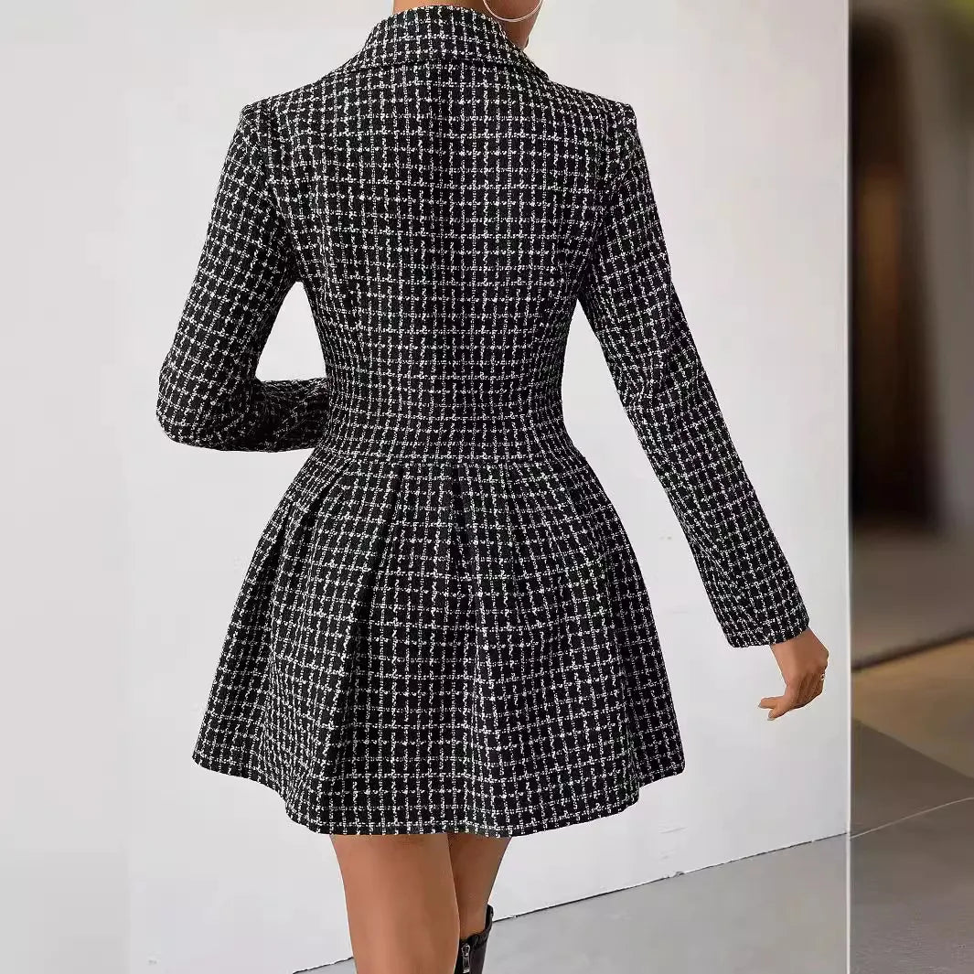 Amira – Elegantes Houndstooth Blazer Kleid für Damen