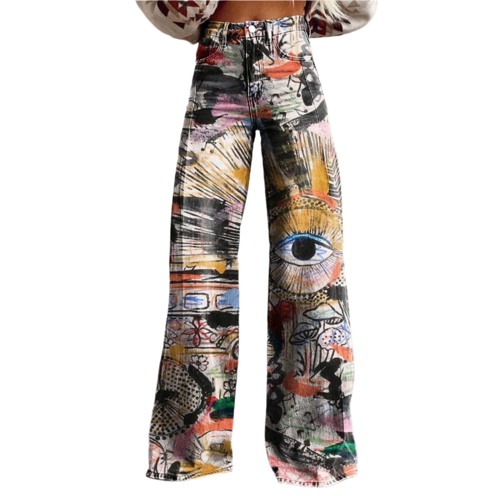 Luna – High-Waist Damen Weite Beinform Hosen