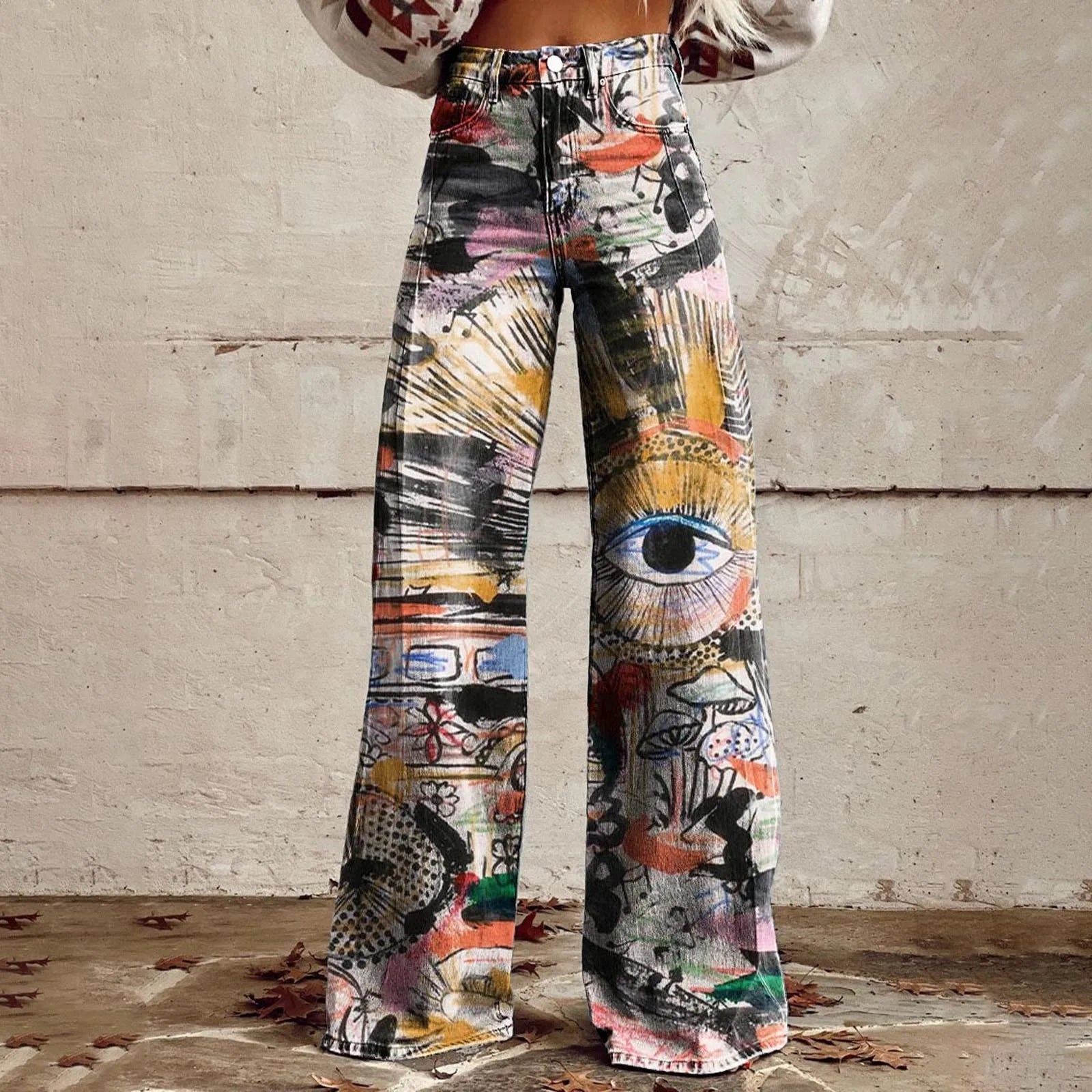 Luna – High-Waist Damen Weite Beinform Hosen