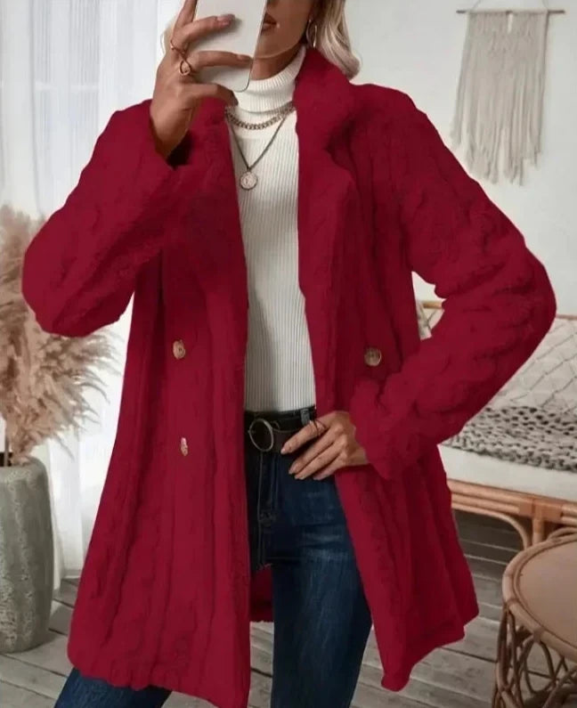 Sophia – Flauschiger Damen-Wintermantel mit Plüschkragen