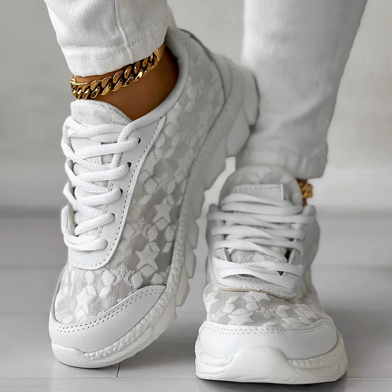 Sofia – Weiße Damen-Schnürschuhe