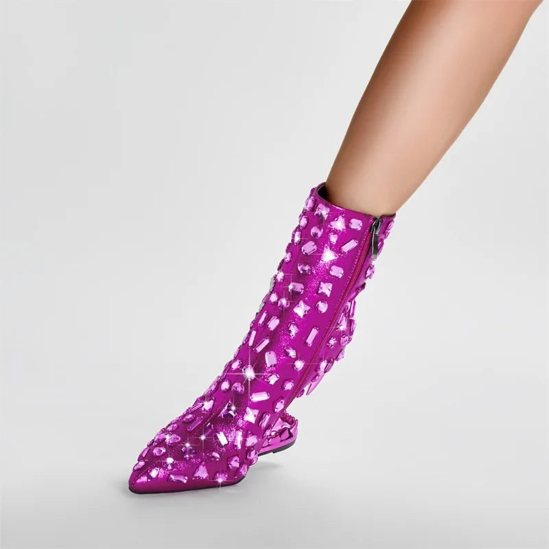 Valeria – Strass-besetzte Sexy High-Heel Stiefel für Damen