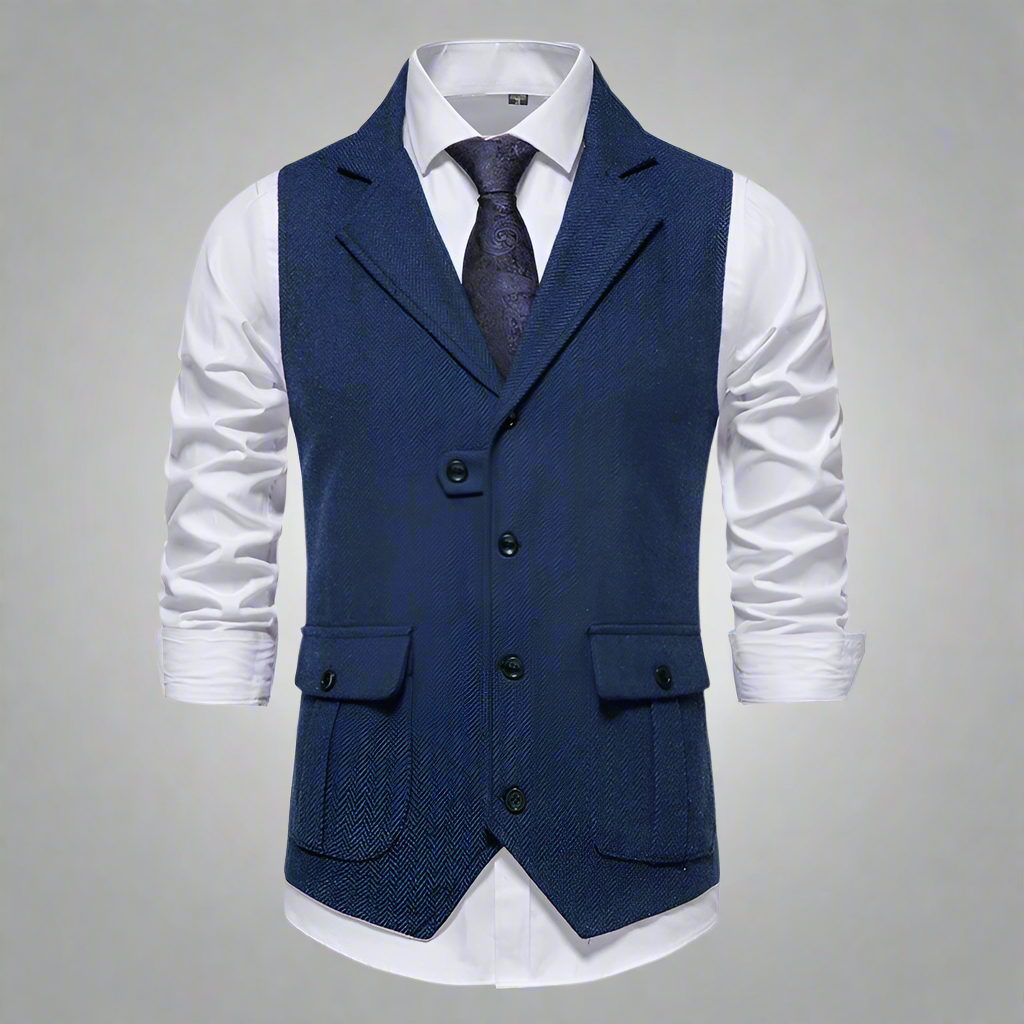 Giovanni – Vintage Herringbone Tweed Herrenweste