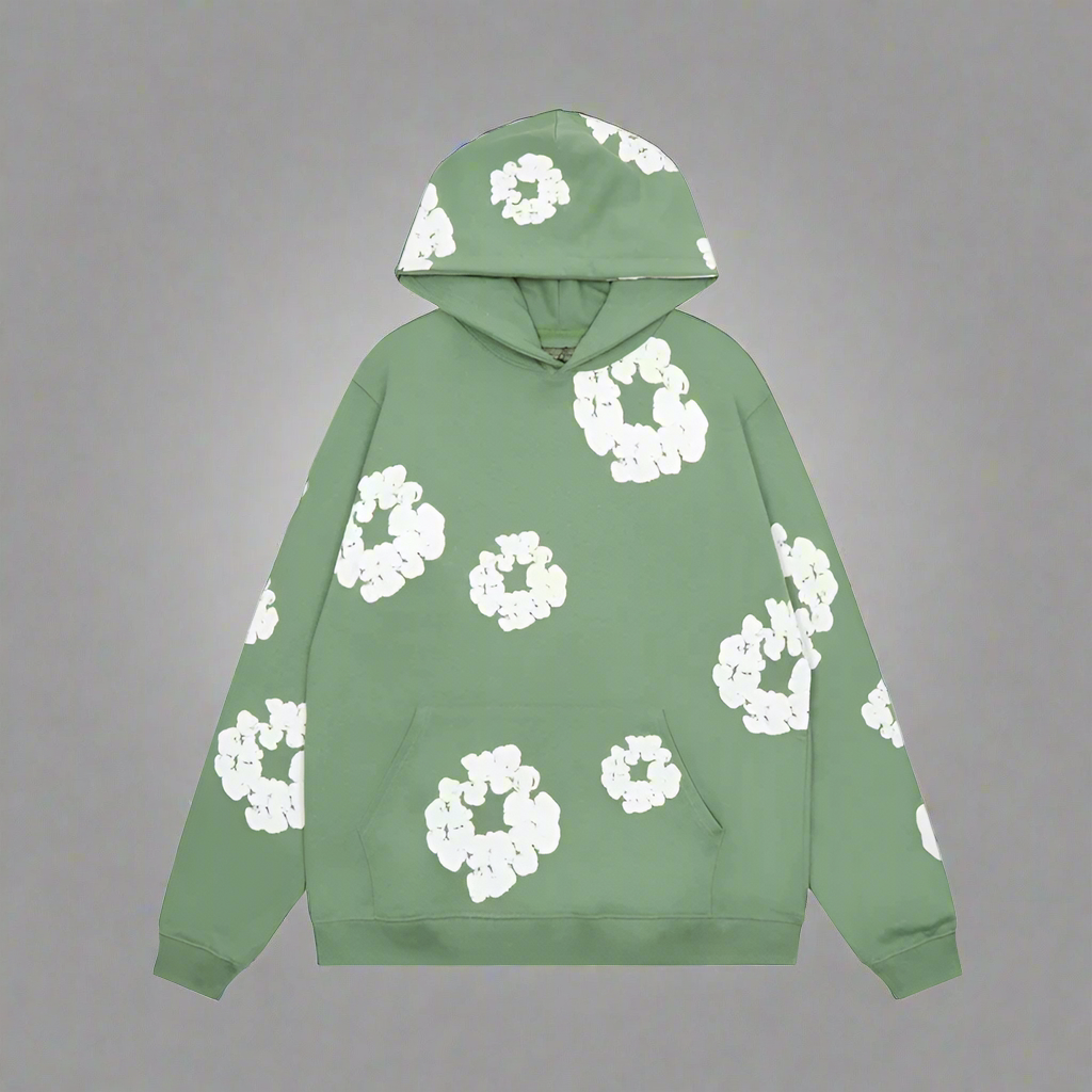 Alex – Geblümter Denim Unisex Hoodie